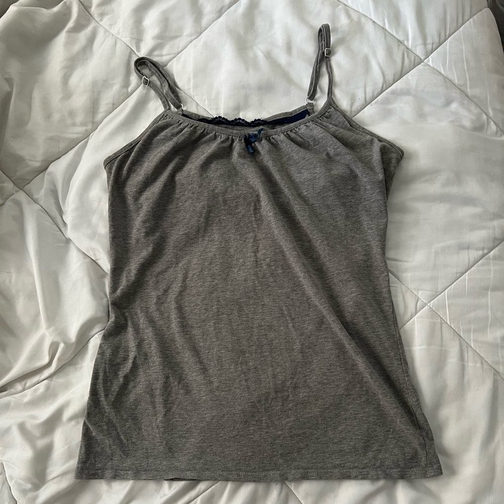 Xhilaration Heather Gray Top with Navy Lace Sleepwear Size Large